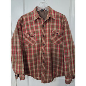 Vintage Distressed Seattle Mens Poly Lined Flannel Shacket Street Wear Large